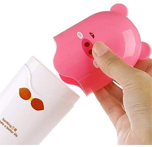 GETZET Travel, Camping Toothpaste and Toothbrush Cover Holder, Portable Plastic Mug Cartoon Print Children Animal Cup Storage Box (1 pcs) - Multicolor. - Image 1
