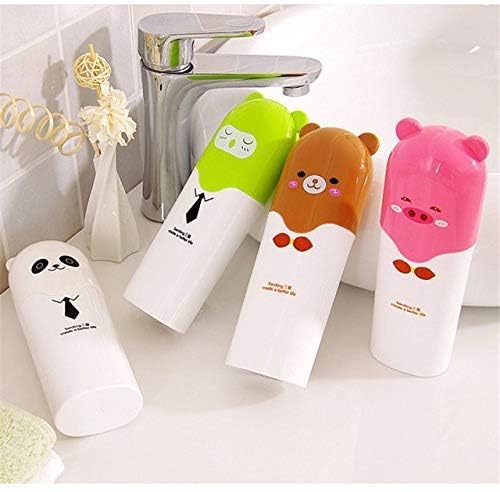 GETZET Travel, Camping Toothpaste and Toothbrush Cover Holder, Portable Plastic Mug Cartoon Print Children Animal Cup Storage Box (1 pcs) - Multicolor. - Image 3