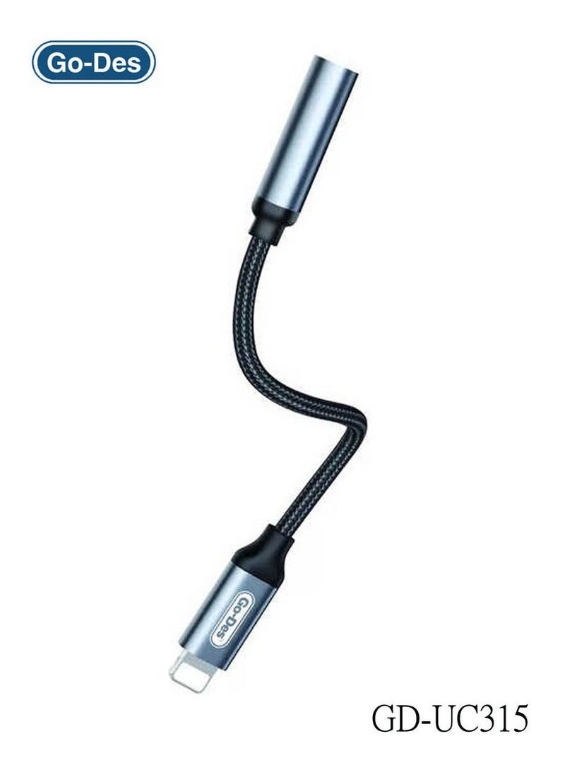 GO-DES GD-UC315 Audio Line Lightning to 3.5mm Adapter – Plug and Play Design, High-Quality Audio Adapter for iPhone, iPad, and iPod – Compatible with Headphones, Speakers, and More - Image 1