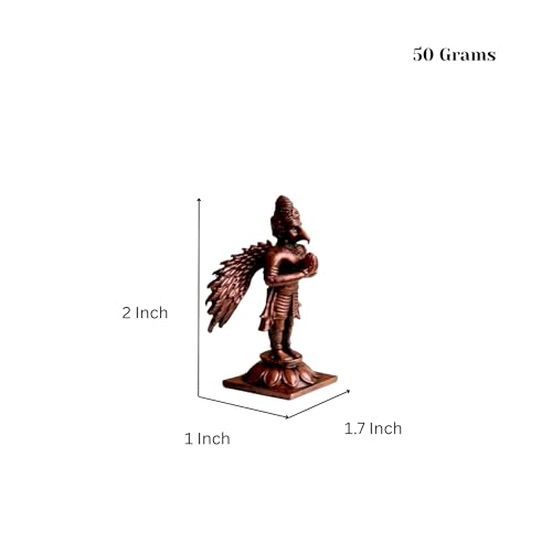 RAISOM Pure Handmade Copper Mini Lord Garuda Idol | Platina Antique Finish | Ideal for Home Temple,Car Dashboard,Gifting, Housewarming & Home Decor | Height: 5 cm,Weight: 50 Grams - Image 2