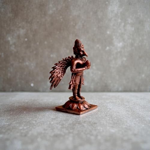 RAISOM Pure Handmade Copper Mini Lord Garuda Idol | Platina Antique Finish | Ideal for Home Temple,Car Dashboard,Gifting, Housewarming & Home Decor | Height: 5 cm,Weight: 50 Grams - Image 5