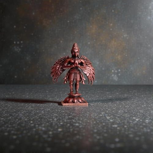 RAISOM Pure Handmade Copper Mini Lord Garuda Idol | Platina Antique Finish | Ideal for Home Temple,Car Dashboard,Gifting, Housewarming & Home Decor | Height: 5 cm,Weight: 50 Grams - Image 4