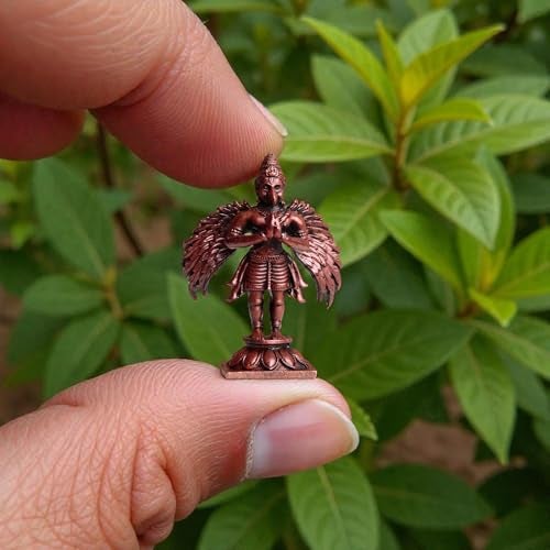 RAISOM Pure Handmade Copper Mini Lord Garuda Idol | Platina Antique Finish | Ideal for Home Temple,Car Dashboard,Gifting, Housewarming & Home Decor | Height: 5 cm,Weight: 50 Grams - Image 3