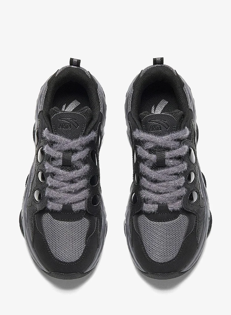 Anta Black/Grey Women’s Chunky Low-Top Sneakers – Thick Sole Casual Shoes for Women | Best Price UAE