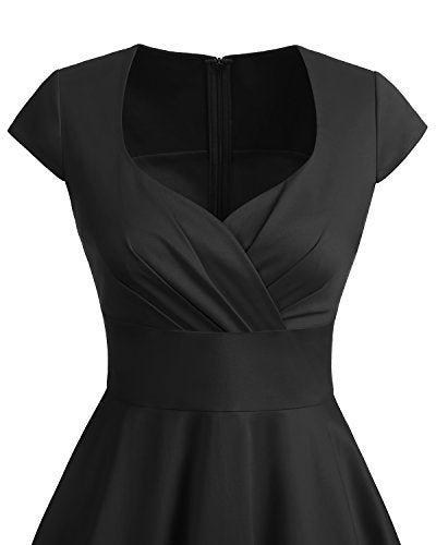 Bbonlinedress Womens Little Black Vintage Cocktail Formal Christmas Party 1950s 60s Retro Rockabilly Pinup Swing Dress Black XL - Image 4