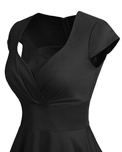 Bbonlinedress Womens Little Black Vintage Cocktail Formal Christmas Party 1950s 60s Retro Rockabilly Pinup Swing Dress Black XL - Image 5