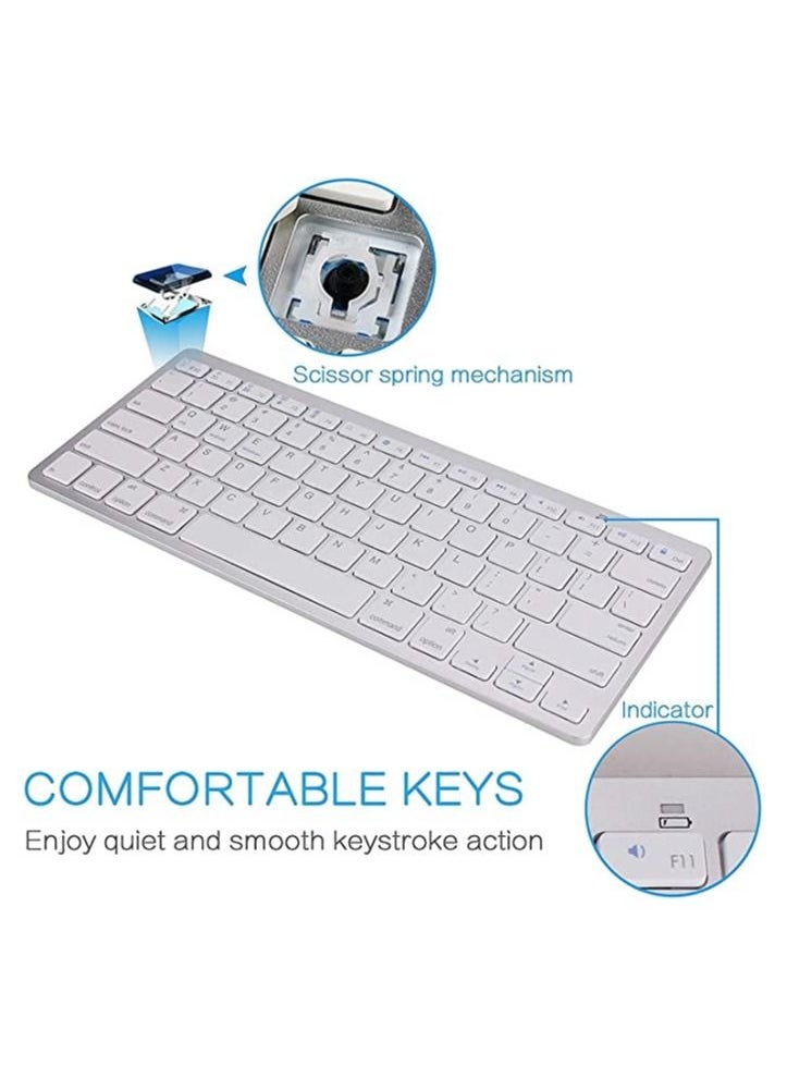 Generic - Universal Slim Portable Wireless Bluetooth Keyboard For IPad Pro 11 12.9 8th 7th 10.2 Air 4 And Other Bluetooth Enabled Devices White - Image 1