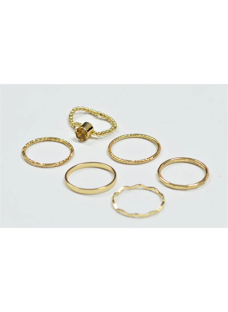 KOTON Gold Colored Set of 6 18 Pieces Rings in S, M and L Sizes