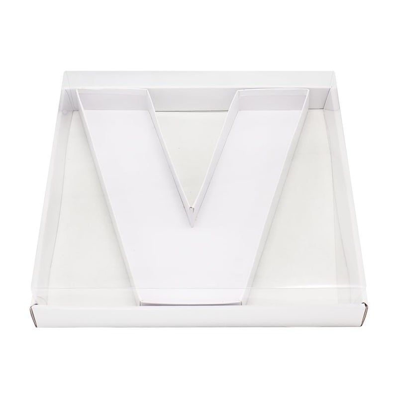 WENPACK WENPACK 125 Cardboard Letter Shaped Mache Decorative Strawberries Fillable Sweets Candy Box with Clear Lid White V 