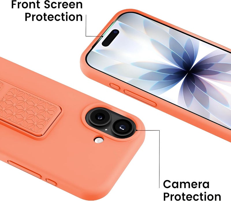 بورتوني حافظة iPhone 17، غطاء حامل إصبع مع حامل قابل للطي، حافظة سيليكون ناعمة متعددة الحوامل مغناطيسية للسيارة لهاتف iPhone 17 مقاس 6.3 بوصة (برتقالي، iPhone 17) - Image 3