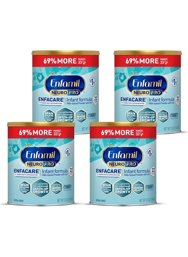 Enfamil NeuroPro EnfaCare High Cal Premature Baby Formula with Iron, Brain-building DHA, Vitamins & Minerals for Immune Health, 23 Oz, Pack of 4 - Image 1