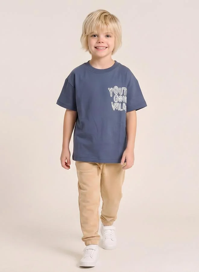 Take Two  Boys Blue Graphic Print Oversized T-Shirt By Juniorloom for Men | Best Price UAE