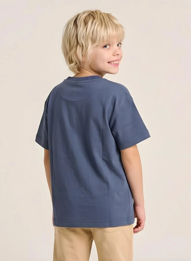 Take Two  Boys Blue Graphic Print Oversized T-Shirt By Juniorloom for Men | Best Price UAE