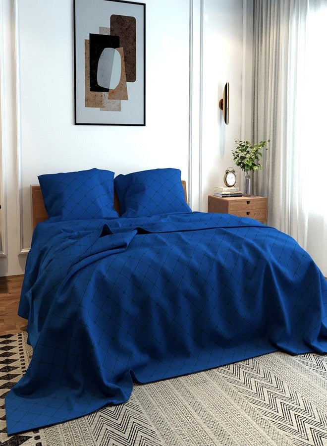 Belvostum Homes Luxury Bedsheets Embossy Tangy Triangle 100% Microfiber Solid Bedsheet Double Bed with 2 Pillow Covers (Tangy Peacock, Double) - Image 1