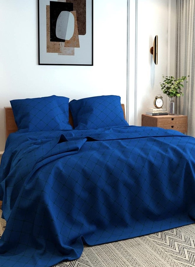 Belvostum Homes Luxury Bedsheets Embossy Tangy Triangle 100% Microfiber Solid Bedsheet Double Bed with 2 Pillow Covers (Tangy Peacock, Double) - Image 2