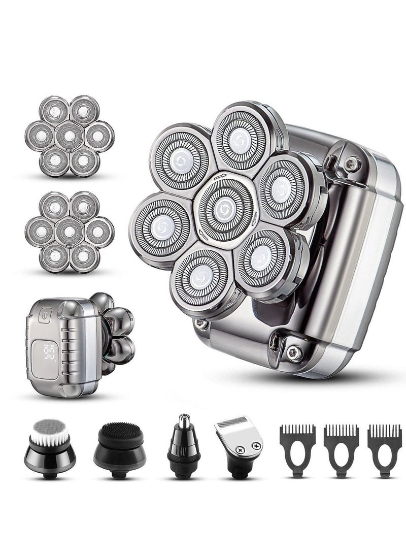 Y&D Bald Head Shavers for Men Waterproof Electric Rechargeable Balding Shaver Professional Anti-Pinch Shave Wet&Dry Rotary Close Razor with Replaceable Grooming Shaving Heads - Image 1