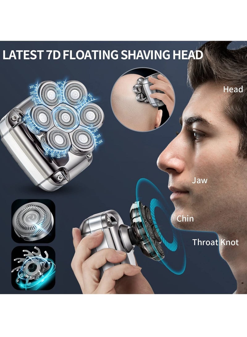 Y&D Bald Head Shavers for Men Waterproof Electric Rechargeable Balding Shaver Professional Anti-Pinch Shave Wet&Dry Rotary Close Razor with Replaceable Grooming Shaving Heads - Image 4