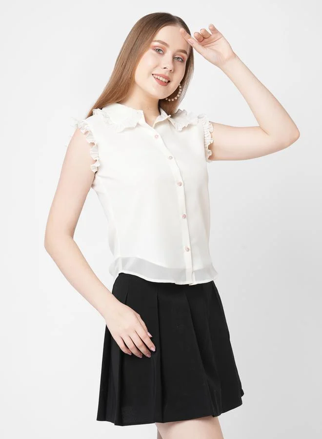 Mish Mish Ruffled Georgette Shirt Style Top