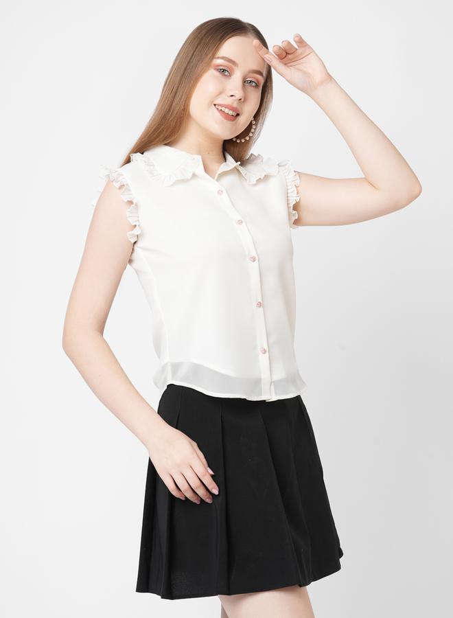 ميش بلوزة جيورجيت مزينة بكشكش - Image 1