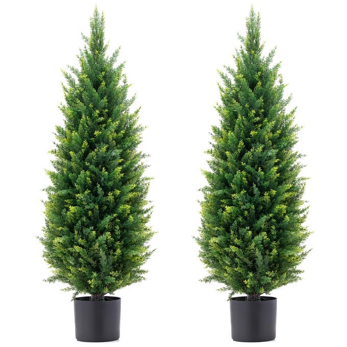35ft Artificial Topiary Trees Set of 2 Faux Cedar Trees UV Resistant Bushes Potted Plants Artificial Shrubs for Outdoor Indoor Front Porch Garden