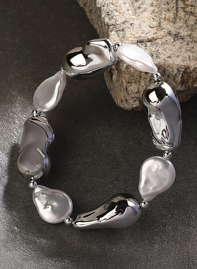 Baroque Pearl Metallic Bracelet