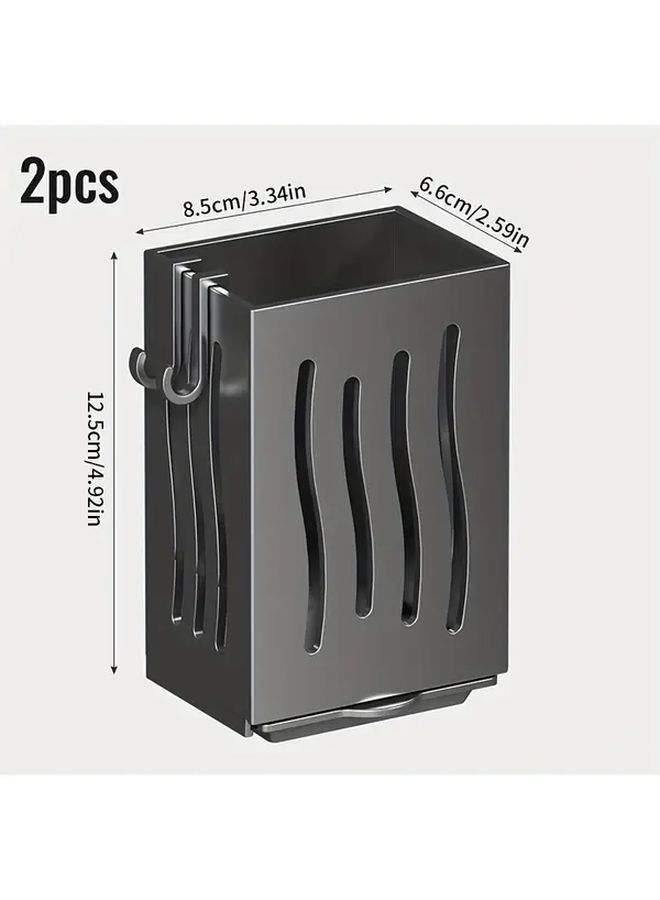 Gray 2Pcs Over Sink Utensil Organizer With Drain Tray Heavy Duty Plastic Kitchen Storage Caddy - Image 4