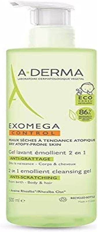 A-DERMA ADERMA Exomega Control 2in1 Emollient Cleansing Gel AntiScratching 500ml 