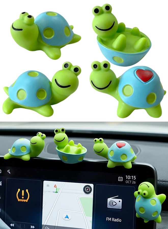 4 Pcs Mini Resin Tortoise Figurines, Adorable Car Interior Ornaments, Rearview Mirror Decorations, Cute Desk Toy Gifts for Home, Office and Computer Monitor - Image 1