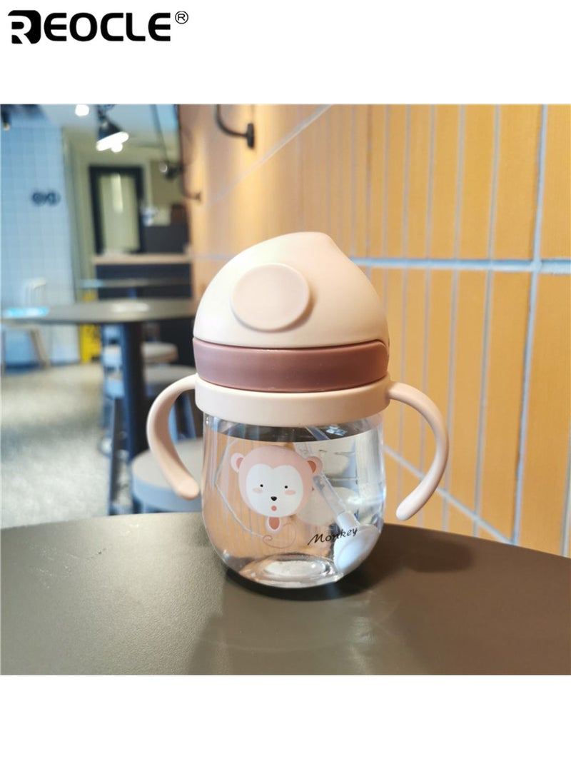 REOCLE 300ML Baby Training Cups with Straw Ergonomic Handle Cartoon Animal Print Kids Drinking Mug Leak-Proof School Water Bottle Easy to Wash Lightweight for School Daycare Travel - Image 3