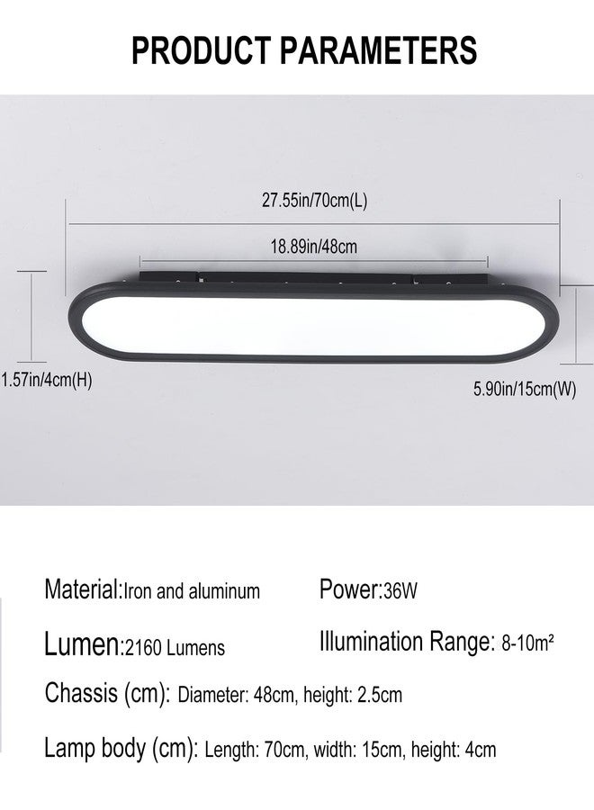 Ganeed Modern Linear Ceiling Lights, 36W LED High Brightness Long Ceiling Lamp, 27.6 Inch Ultra Thin Low Profile Light Fixture for Bedroom Kitchen Closet Hallway, Black/Cool White 6000K - Image 4