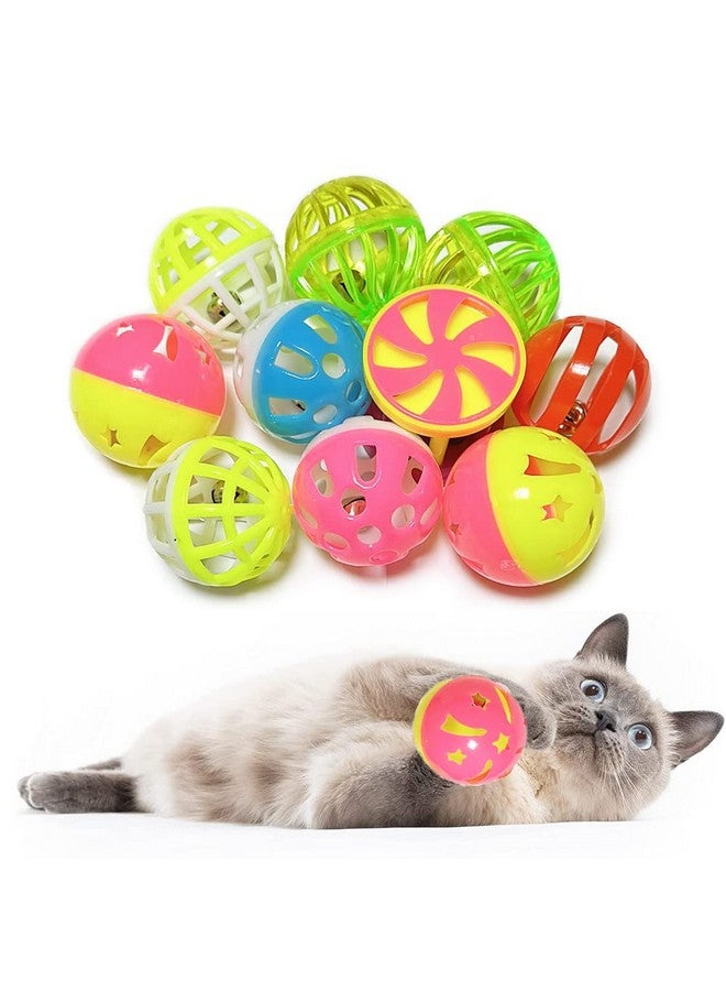 PETFAVORITES PETFAVORITES Cat Jingle Balls Toys 10Pcs 6 Styles for Indoor Cats - Plastic Lattice Cat Balls with Bells Kitten Rattle Toy, Gift Box and 1.5"  - Image 1
