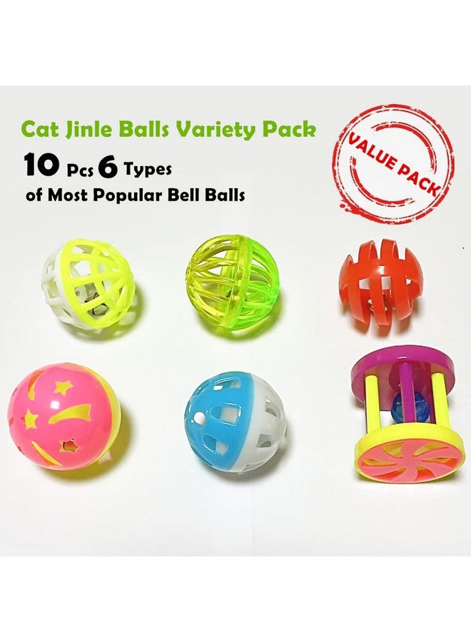 PETFAVORITES PETFAVORITES Cat Jingle Balls Toys 10Pcs 6 Styles for Indoor Cats - Plastic Lattice Cat Balls with Bells Kitten Rattle Toy, Gift Box and 1.5"  - Image 2