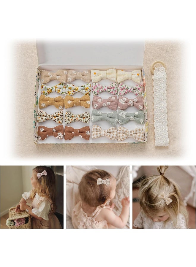Fancy Clouds 20 Pcs Hair Clips for Girls with Bows Holder Flower - Image 1