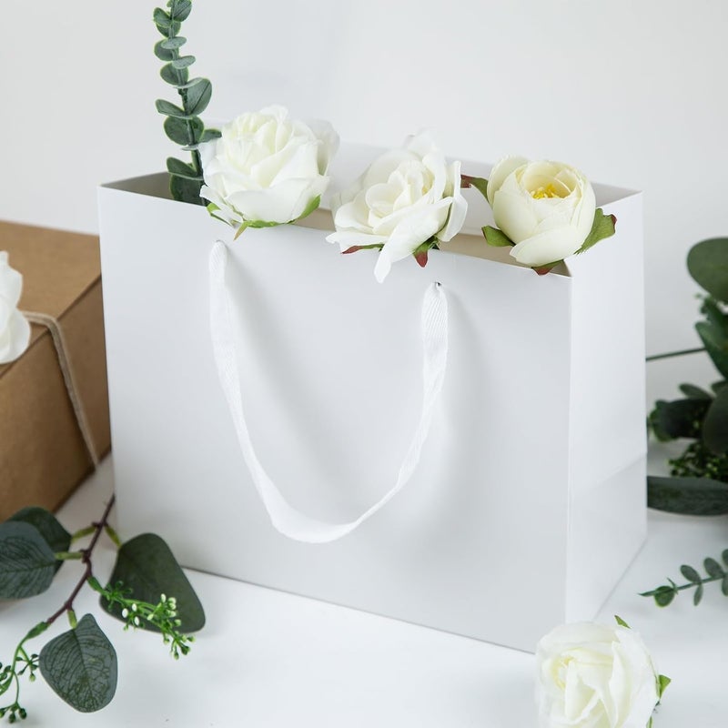White Gift Bags – Small – 25x17x9cm – with Thin Satin Ribbon – for Events, Gifts, Birthdays - Image 4