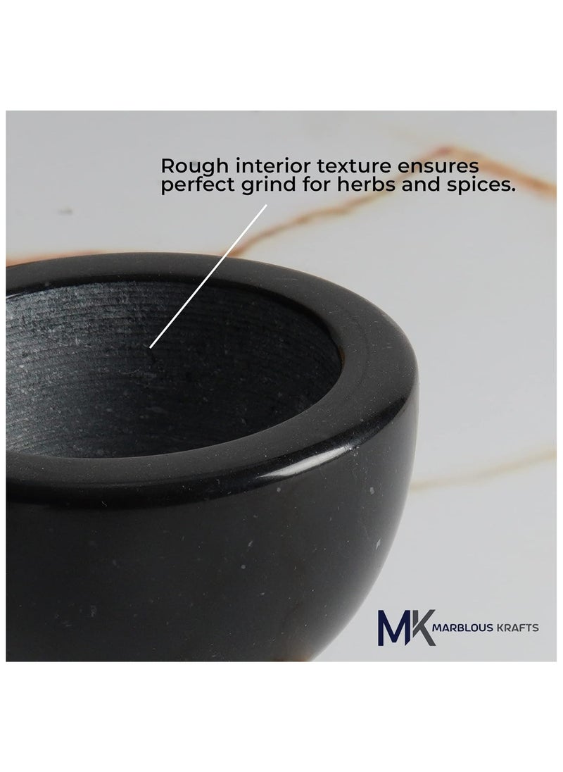 Black Marble Mortar and Pestle Set Spice Mill Kitchen Accessories Marble Seasoning Set Avocado Mushroom Grinder
