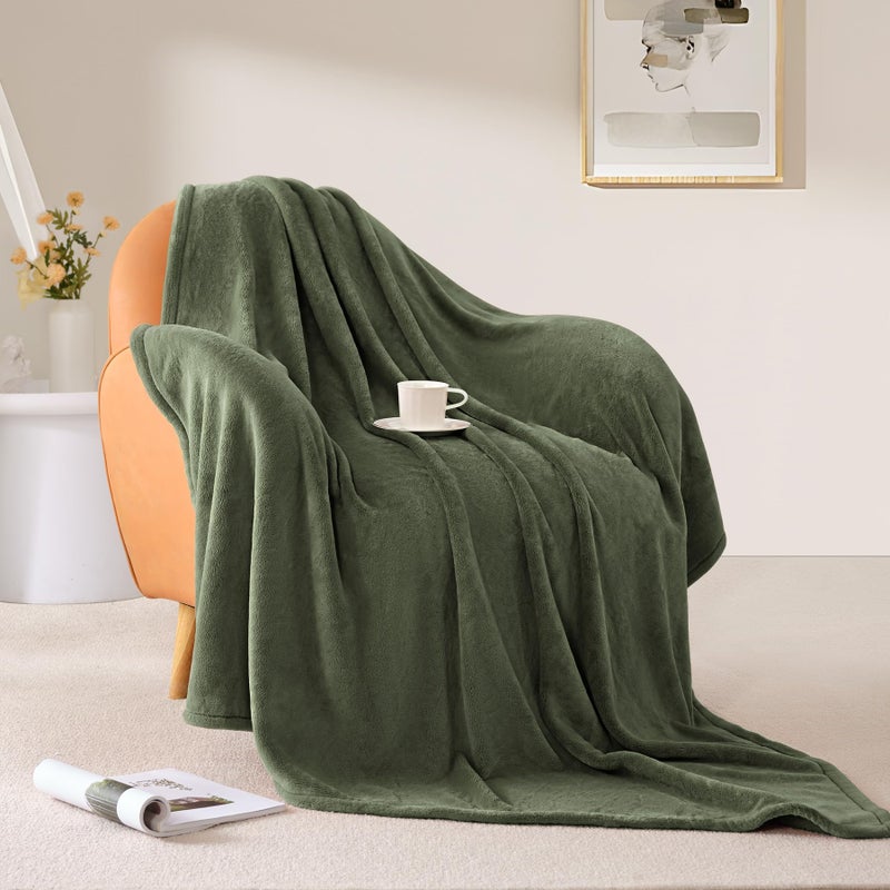 BEAUTEX Fleece Throw Size Blanket for Couch Sofa or Bed, Soft Fuzzy Plush Luxury Flannel Lap Blanket, Super Cozy and Comfy for All Seasons (Olive Green, 50" x 60") - Image 3