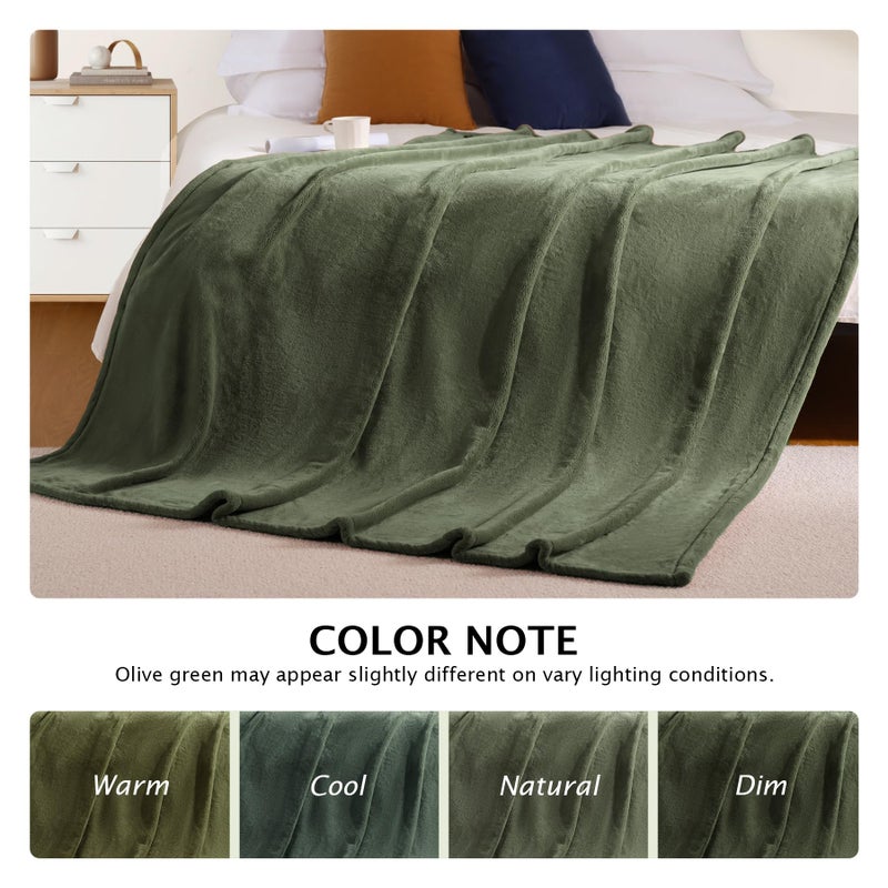 BEAUTEX Fleece Throw Size Blanket for Couch Sofa or Bed, Soft Fuzzy Plush Luxury Flannel Lap Blanket, Super Cozy and Comfy for All Seasons (Olive Green, 50" x 60") - Image 4