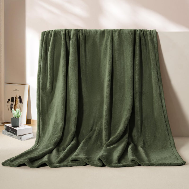BEAUTEX Fleece Throw Size Blanket for Couch Sofa or Bed, Soft Fuzzy Plush Luxury Flannel Lap Blanket, Super Cozy and Comfy for All Seasons (Olive Green, 50" x 60") - Image 5