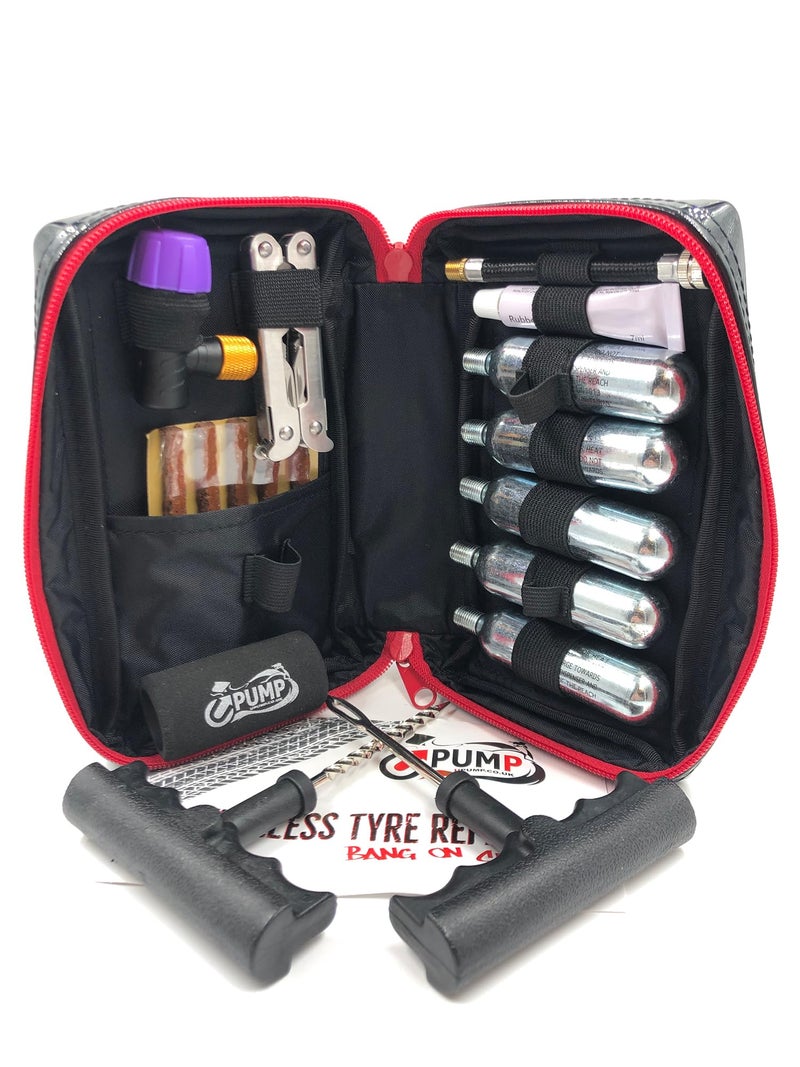 Generic Pump Upump.co.uk Emergency CO2 Tubeless Tyre Repair Tool Kit (16g Cartridges)  - Image 1