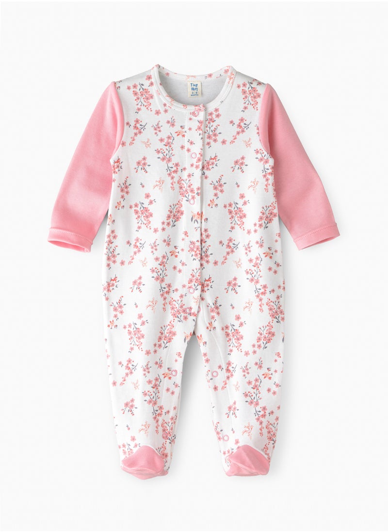 Tiny Hug Sleepsuit of Cotton for Girls, Soft and Comfortable Cotton, Perfect for Everyday Wear and Easy Diaper Changes  - Image 1