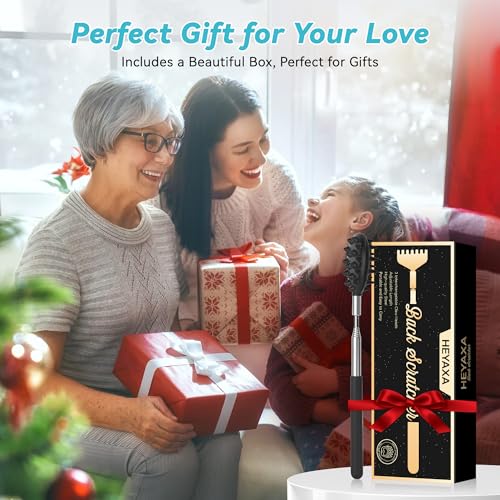 HEYAXA Telescoping Back Scratcher with 3Pcs Detachable Heads, Gifts for Christmas, Stocking Stuffers Birthday Gifts for Men, Women, Him, Her, Dad - Image 4