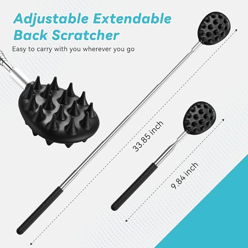 HEYAXA Telescoping Back Scratcher with 3Pcs Detachable Heads, Gifts for Christmas, Stocking Stuffers Birthday Gifts for Men, Women, Him, Her, Dad - Image 3