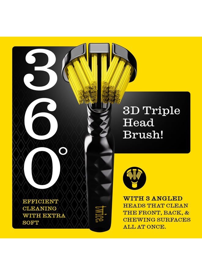 Twice TWICE 3D Toothbrush for Adults with Triple Head - Ultra Soft Bristles for Braces, Aligners and Dentures, Advanced 3-Sided Design for Effective Removal of - Image 2