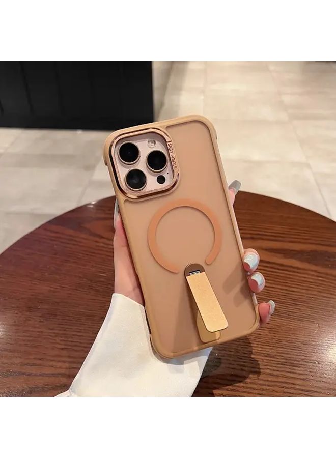 غطاء وردي مقاوم للصدمات المغناطيسي لهاتف iPhone 16 Pro Max مع حامل دوّار 360 درجة - Image 4