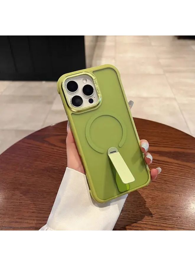 غطاء وردي مقاوم للصدمات المغناطيسي لهاتف iPhone 16 Pro Max مع حامل دوّار 360 درجة - Image 2