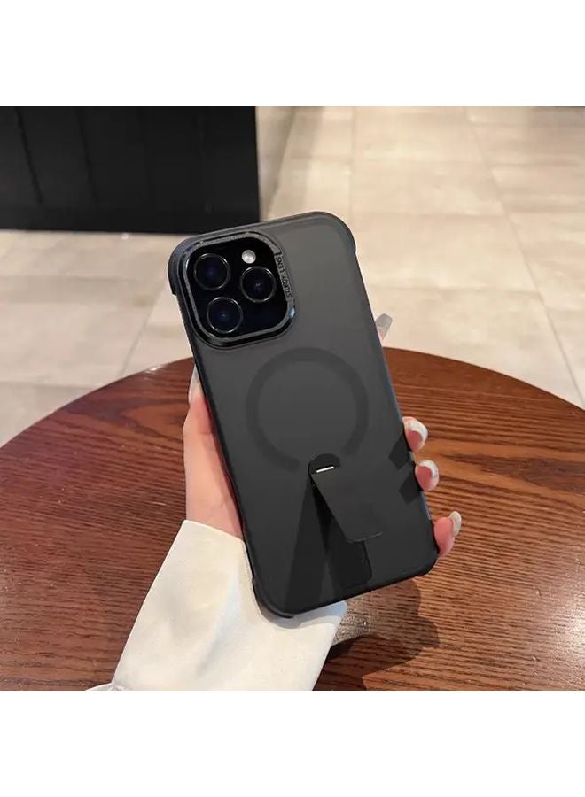 غطاء وردي مقاوم للصدمات المغناطيسي لهاتف iPhone 16 Pro Max مع حامل دوّار 360 درجة - Image 5