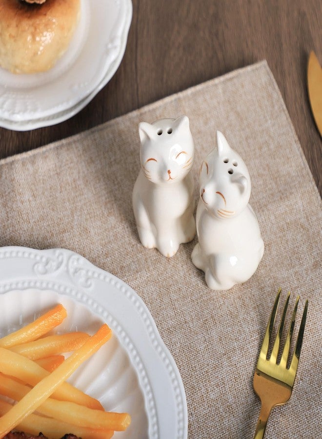 Bicuzat Ceramic Retro Cat Lovers Shape Salt & Pepper Shakers Set, Hand-Painted Cats Salt and Pepper Shakers, 2 PCS Set-White - Image 5