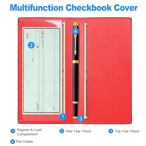 CASMONAL Premium Leather Checkbook Cover for Men and Women Checkbook Holder Wallet RFID Blocking - Image 2