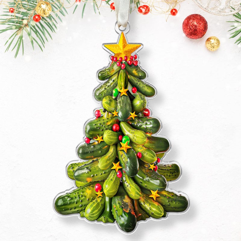 HUNIGIFT Pickle Ornament - Pickle Ornaments for Christmas Tree  Pickle Ornaments  Pickle Xmas Ornaments - Christmas Pickle Ornament - Pickle Gifts for Christmas 2024 - Acrylic Christmas Ornaments 2024 - Image 1
