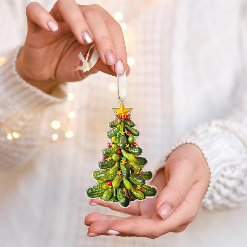 HUNIGIFT Pickle Ornament - Pickle Ornaments for Christmas Tree  Pickle Ornaments  Pickle Xmas Ornaments - Christmas Pickle Ornament - Pickle Gifts for Christmas 2024 - Acrylic Christmas Ornaments 2024 - Image 4
